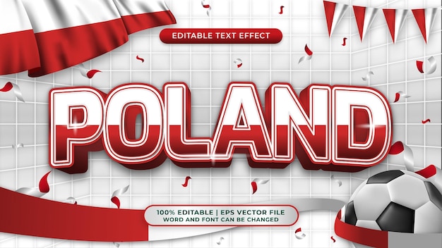 Vector polen wereldkampioenschap voetbal achtergrondthema bewerkbare tekststijleffect