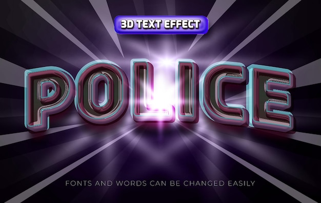 Vector police 3d editable text effect style