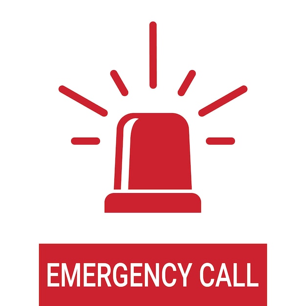 Vector police or ambulance red flasher siren emergency call isolated on a white background vector icon