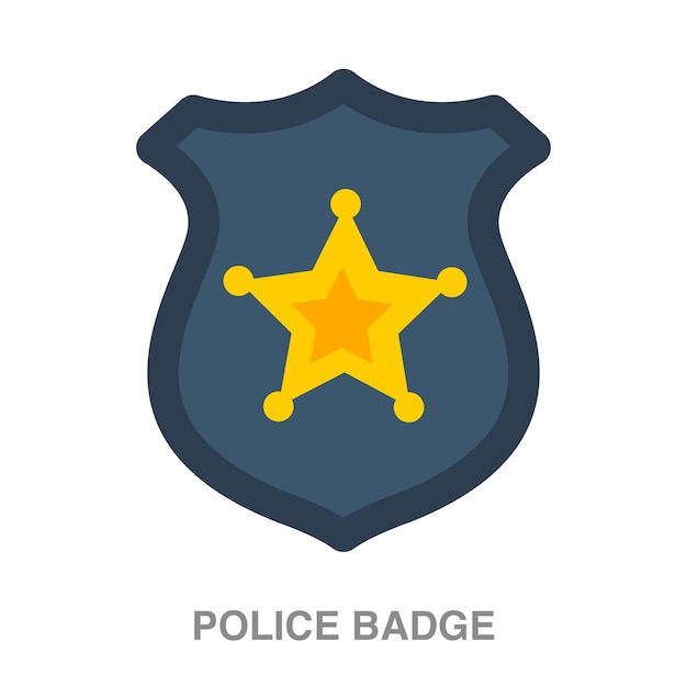 Vector police badge illustration on transparent background