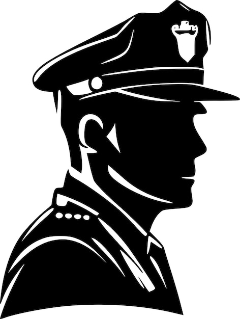 Police Black and White Isolated Icon Vector illustration