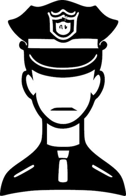 Полицейская черно-белая векторная иллюстрация