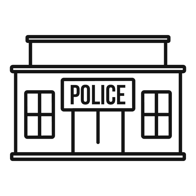 Police building icon Outline police building vector icon for web design isolated on white background