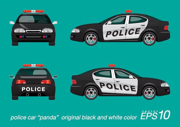 police car black and white color