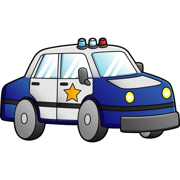 Police Car Cartoon Clipart Colored Illustration