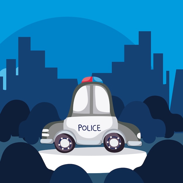 Vector police car in the city vector illustration graphic design