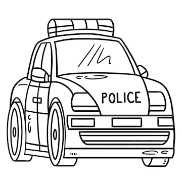 Premium Vector | Police car isolated coloring page for kids