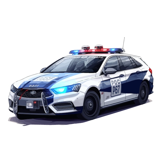 Police car isolated on white