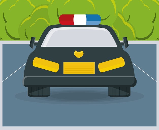 Vector police car parked icon colorful design