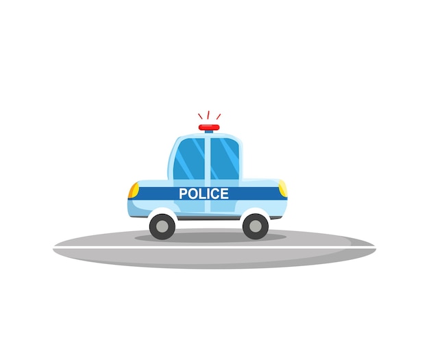 Auto della polizia, vista laterale. trasporto di polizia. illustrazione vettoriale in stile cartone animato.