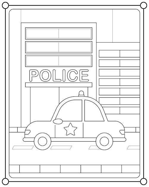 Police car suitable for children's coloring page vector illustration