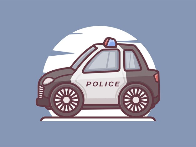 Police car vector illustration with outline style