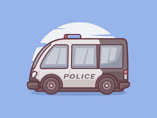 Police car vector illustration with outline style