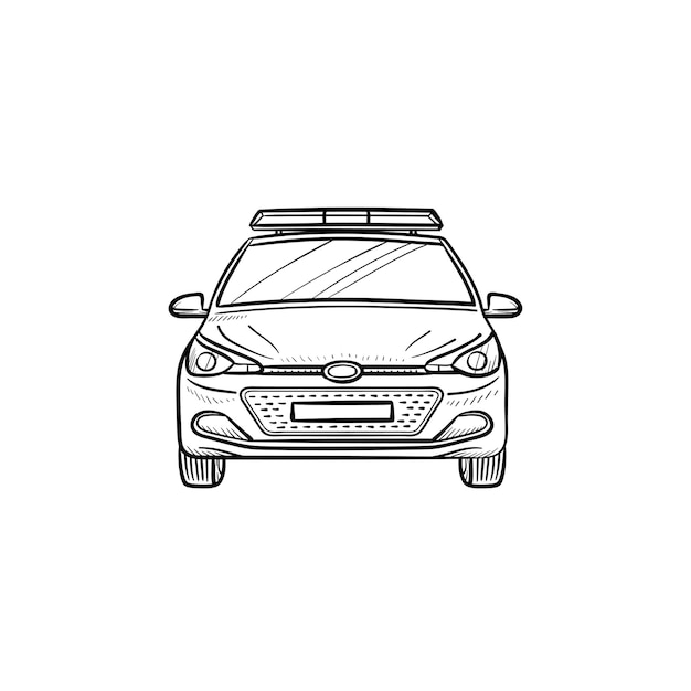 Police car with siren hand drawn outline doodle icon