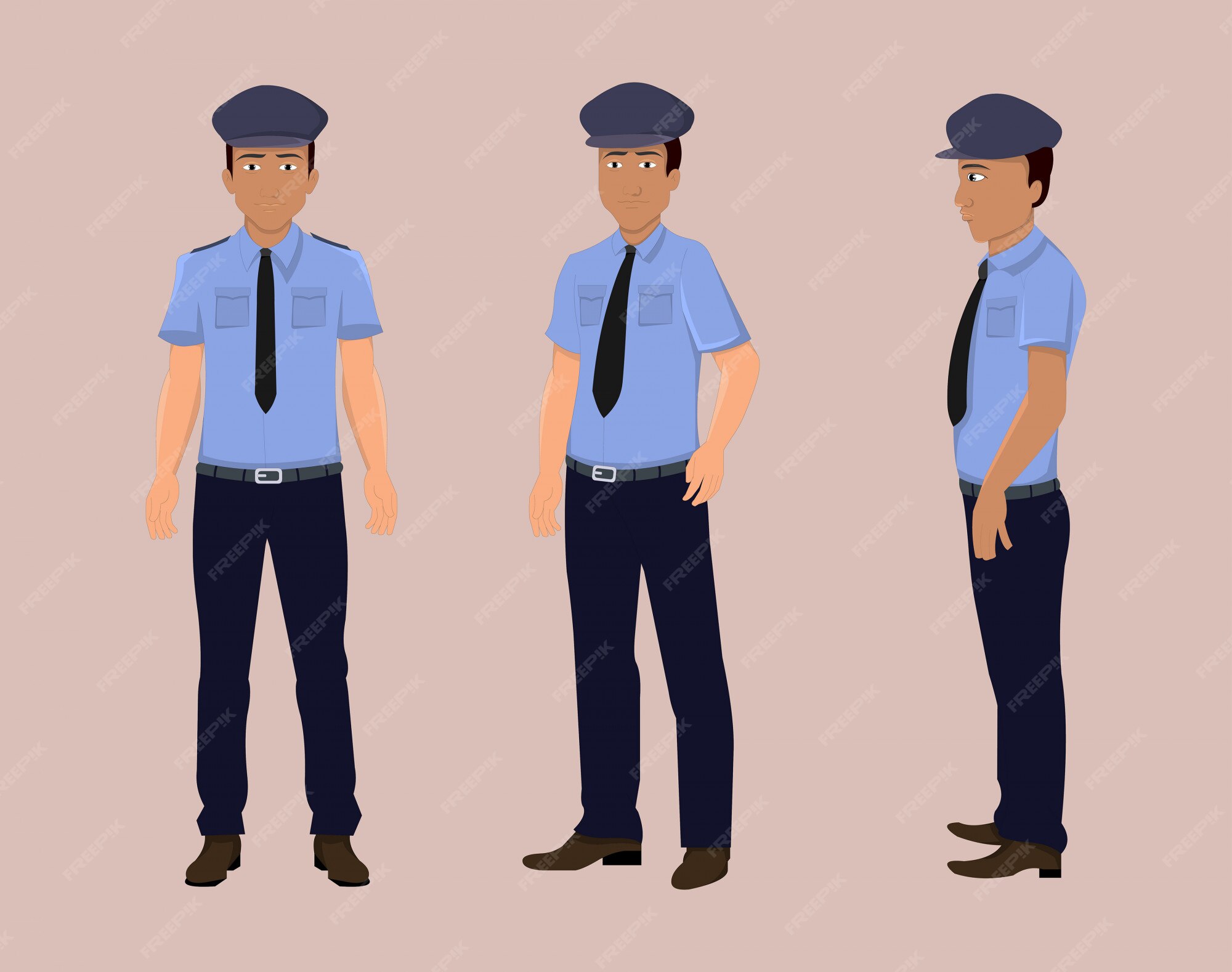 Premium Vector | Police cartoon character turn around for motion design or animation Premium Vector | Police cartoon character turn around for motion design or animation