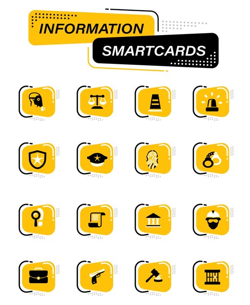 ユーザーインターフェイス設計のための情報スマートカード上の警察の色ベクトルアイコン