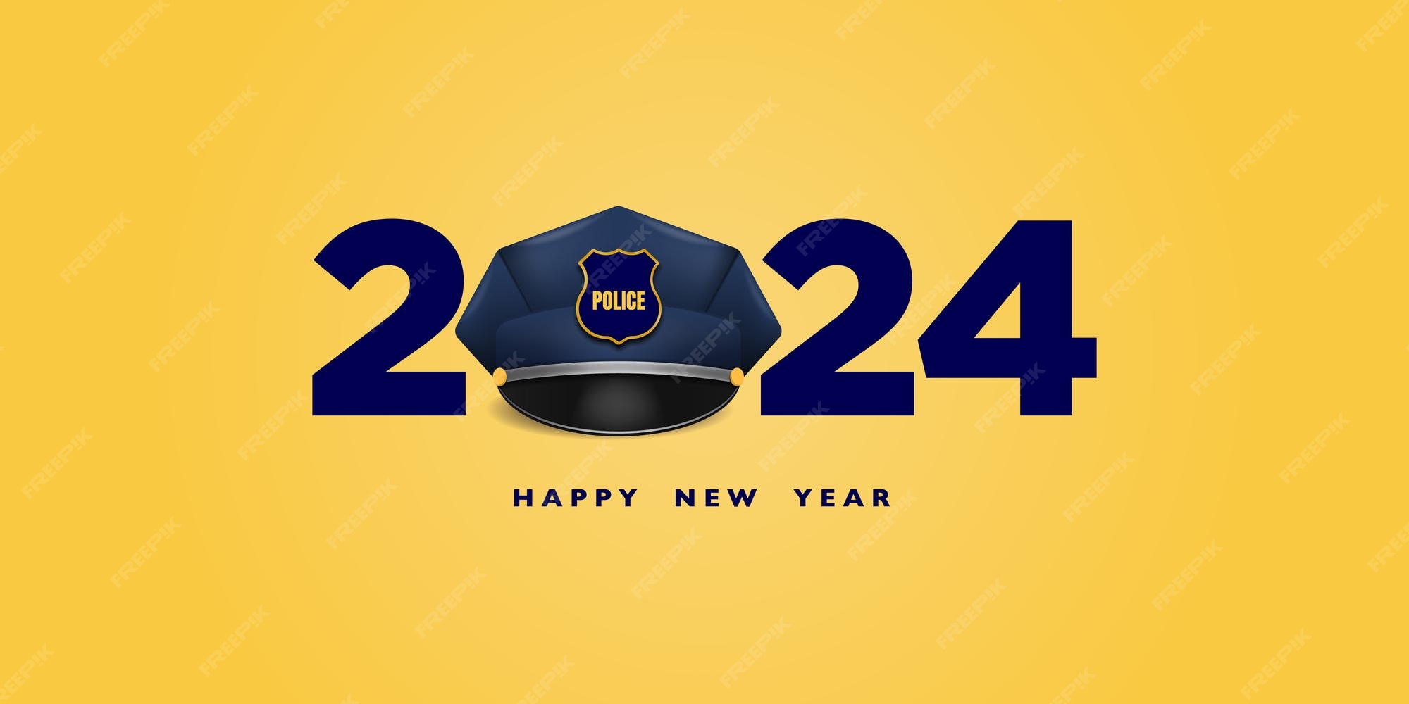Premium Vector Police cop new year 2024 web banner poster design 2024