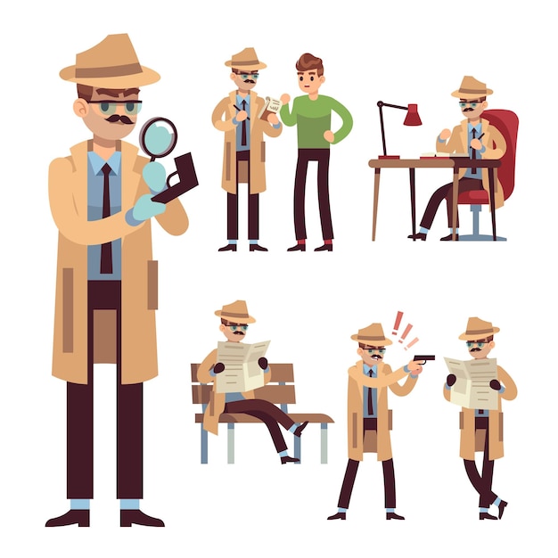 Police detective set illustration