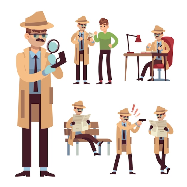 Vector police detective set illustration