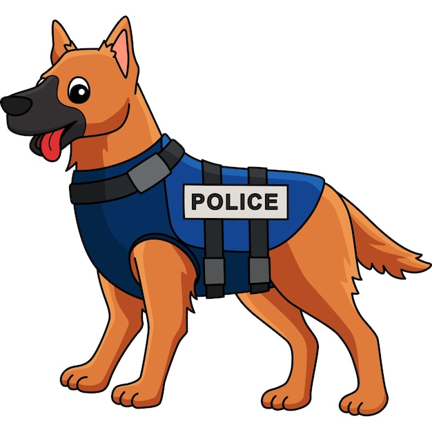 Vector police dog cartoon gekleurde clipart illustratie