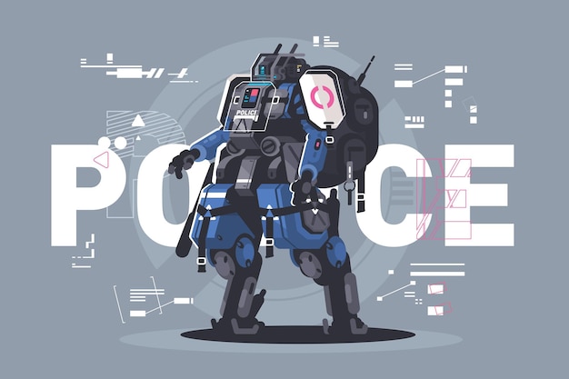 Vector police drone robot