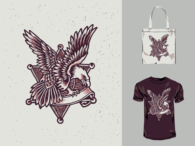 Police eagle vintage hand drawn illustration