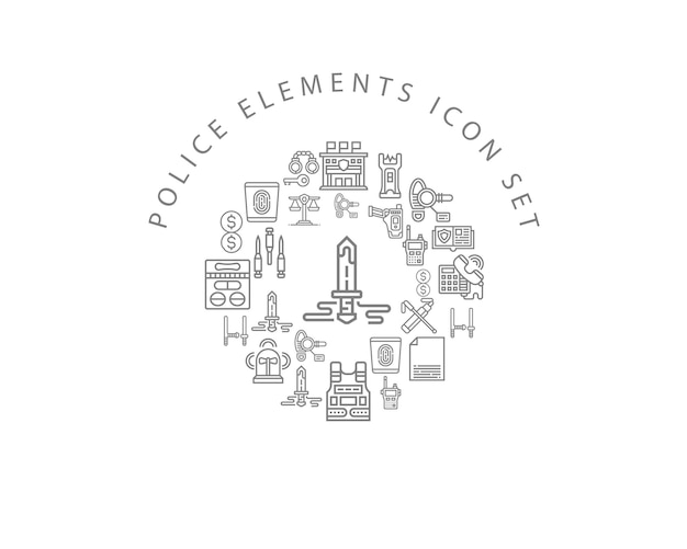 Police elements icon set design