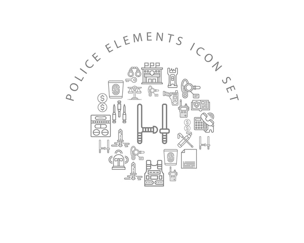 Дизайн иконок полицейских элементов