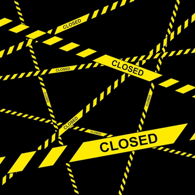 Police do not enter closed cordon yellow tapes vector illustration