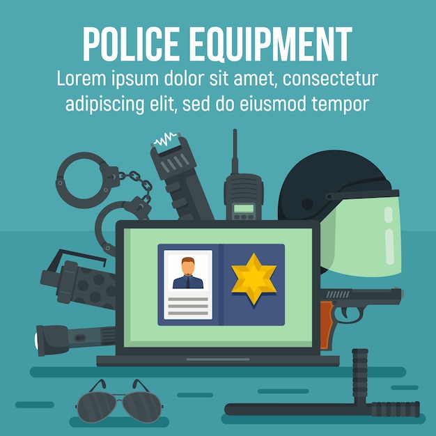 Police equipment template, flat style