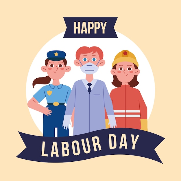 police firefighter and doctor labour day celebration