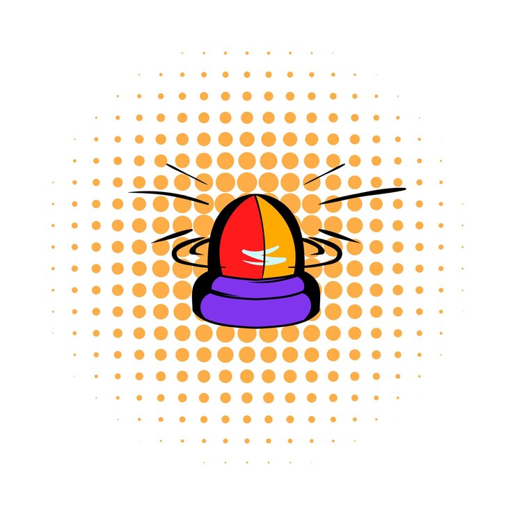 Vector police flasher icon in comics style on a white background