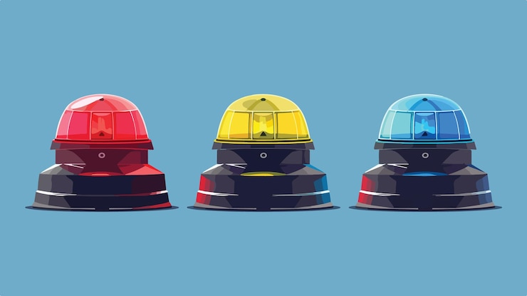 Vector police flasher siren vector illustration in three colors