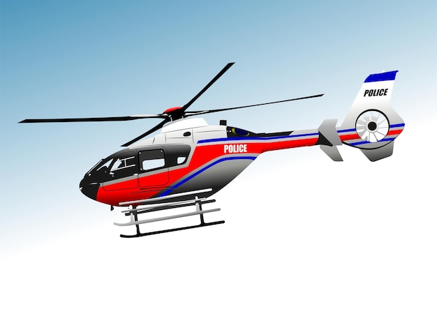 Police helicopter vector 3d illustration