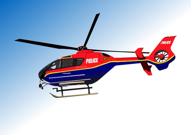 Police Helicopter Vector 3d illustration