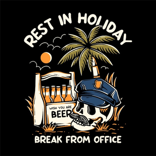 the police holiday go to summer with some beer for enjoy the holiday