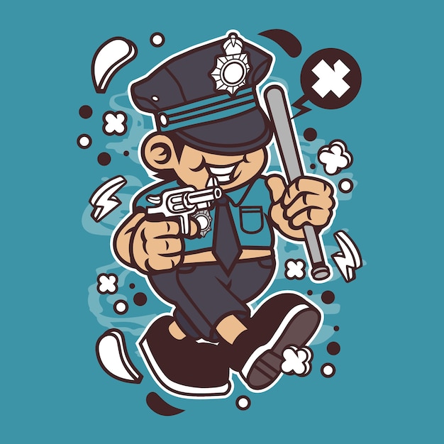 Police Kid Cartoon