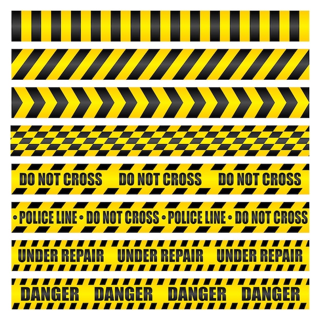 Police line do not cross danger sticker label tape seamless vector