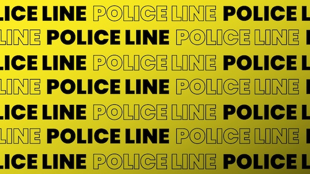 Linea di polizia lettering parola senza cuciture sfondo linea di polizia su sfondo giallo