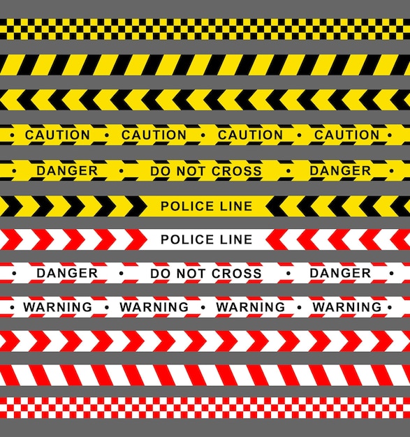 Vector police line signs collection warning sign vector design
