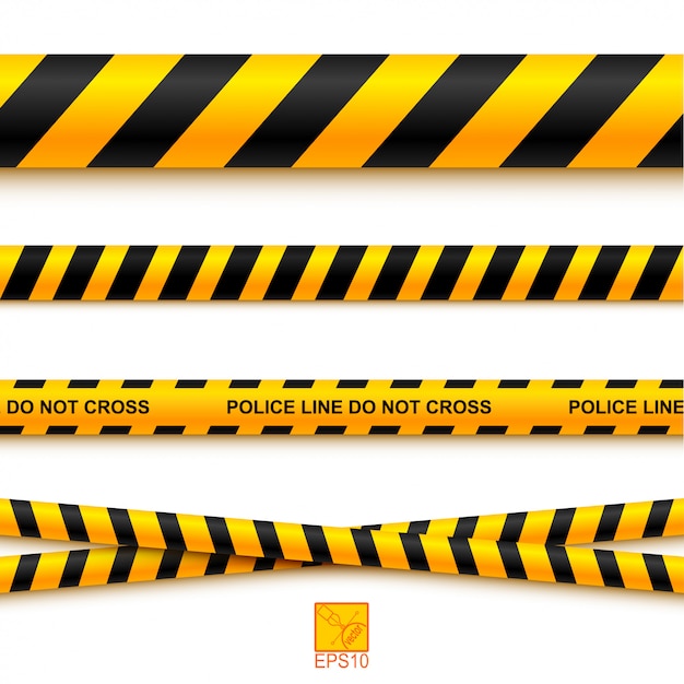 Vector police line tape and danger on a light background. vector illustration. eps 10