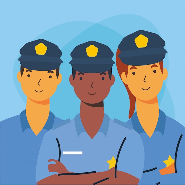 警察の男性と女性の労働者のデザイン