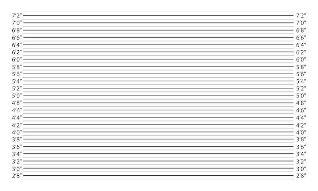 벡터 체포된 사람 또는 용의자 신분증 사진을 위한 인치 높이 차트가 있는 경찰 머그샷
