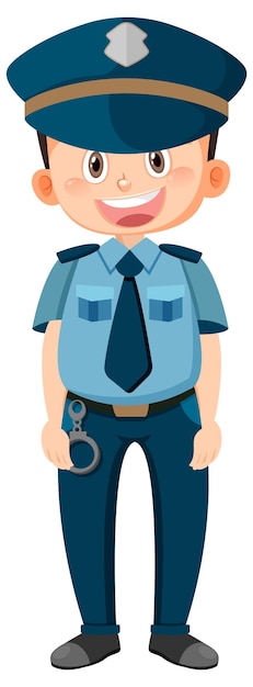 Vector police officer cartoon character on white background