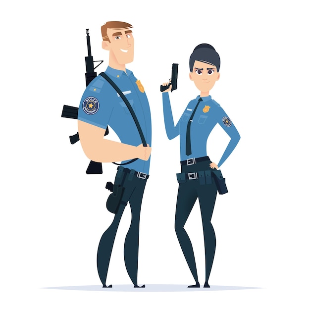 Police officer couple in the uniform standing