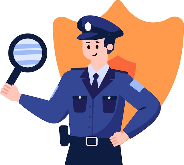 Police officer in flat style isolated on background