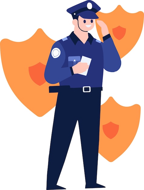 Vector police officer in flat style isolated on background