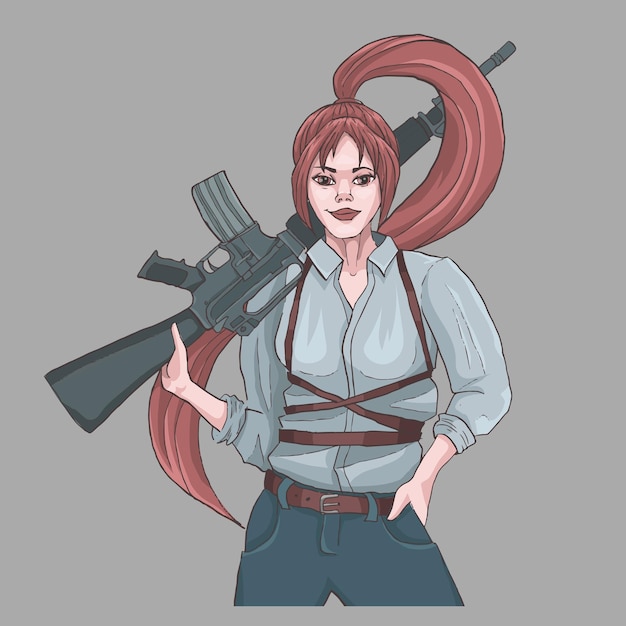 銃を持った警察官の女の子