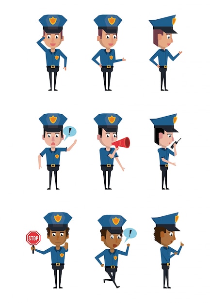 Vector police officer icons cartoon