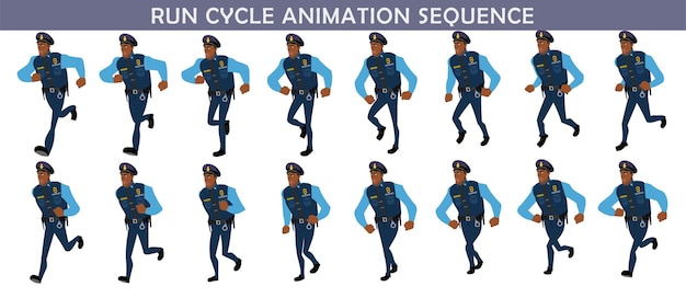 警察官がサイクルアニメーションを実行する